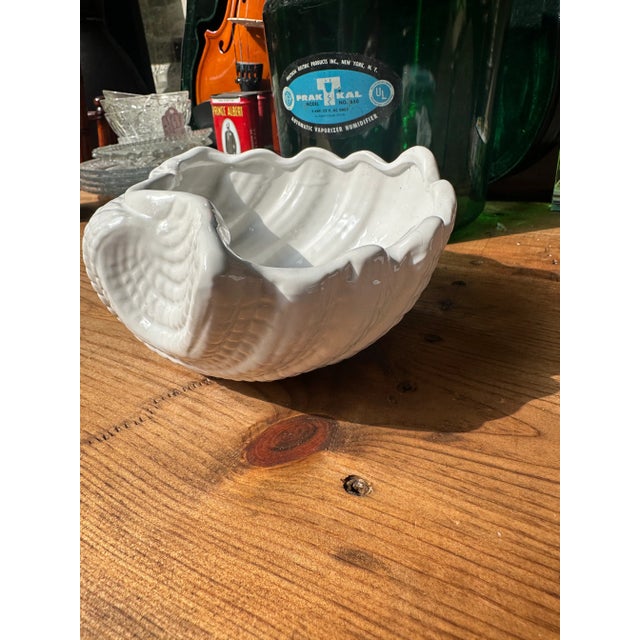Ceramic Small 1970s White Ceramic Shell Planter For Sale - Image 7 of 8
