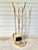 Vintage Solid Polished Brass 5-Piece Fireplace Tool Set 31” Hollywood Regency Good vintage condition. No damage. Slight...