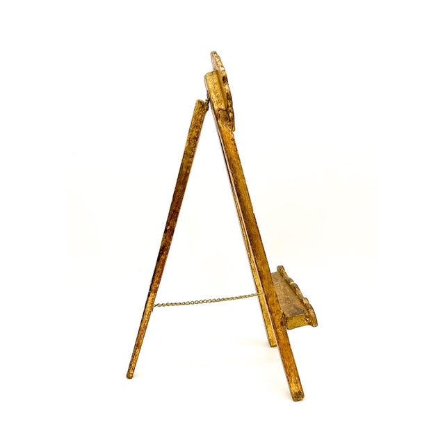Vintage Italian Florentine Italian Gold Giltwood Shell Motif Easel, Hand-Carved Gold Leaf Display Stand - Hollywood Regency For Sale In Houston - Image 6 of 15