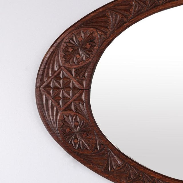 Oval Mirror with Carved Frame, 1890s For Sale - Image 4 of 6