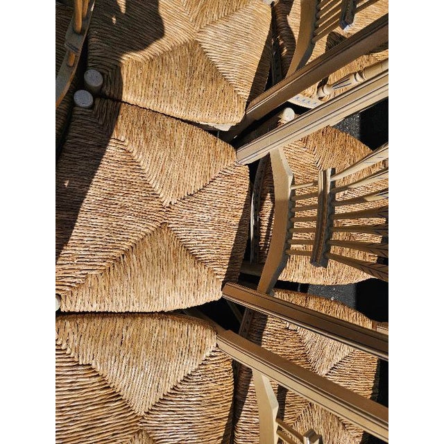 Vintage French Wheat-Sheaf Dining Chairs With Rush Seats - Set of 10 For Sale In Providence - Image 6 of 18