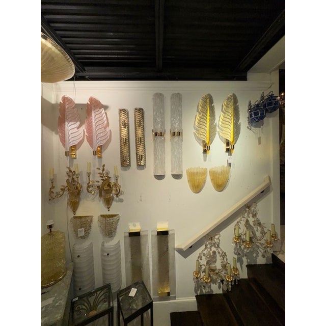 Pair of Modern Murano Glass and Brass Barrel Sconces For Sale In Dallas - Image 6 of 7