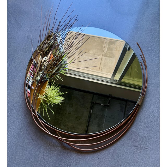 1980s Vintage Curtis Jere Wheat Sheaf Large Wall Mirror Metal Sculpture Regency For Sale - Image 5 of 16