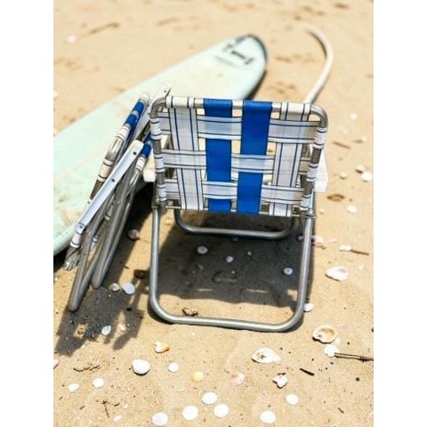 Vintage Aluminum Lawn Chairs Set-Mid Century-Webbed-Folding-Patio Pair-Retro For Sale - Image 9 of 11