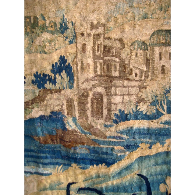 18th Century French Aubusson Verdure Country Side With a Lake and Castle 18 Century For Sale - Image 5 of 17