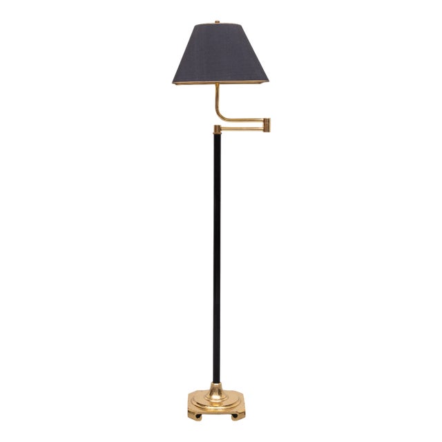 Adjustable Brass Swing Arm Floor Lamp, France, 1970s For Sale