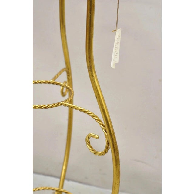 Gold Mid 20th Century Italian Hollywood Regency Gold Iron Rope 3 Tier Bath Washstand Plant Stand Table For Sale - Image 8 of 12