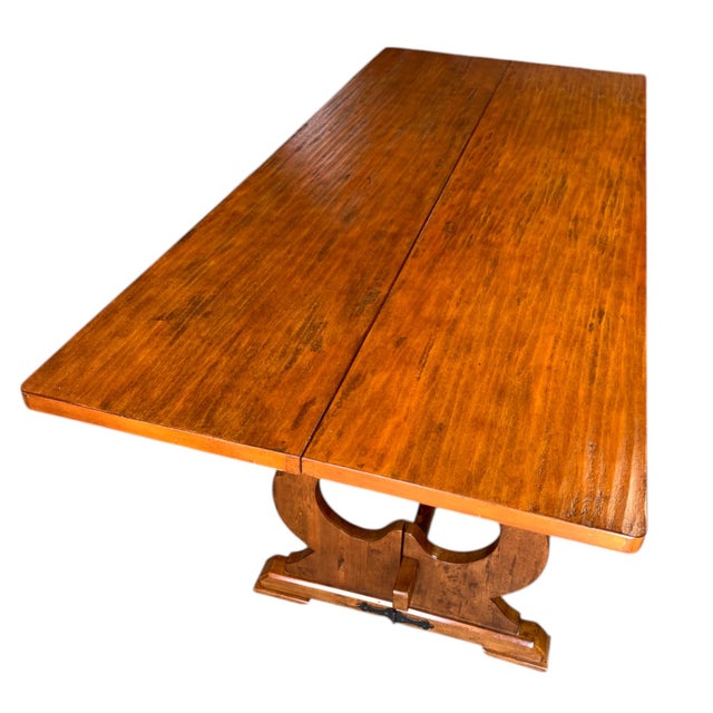 Unique "Fratino" Console Table With Fold-Over Top, Iron Supports, and Lyre-Shaped Hinged Legs For Sale - Image 4 of 12