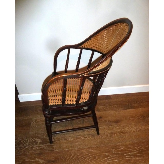 Traditional Firehouse Cane Tilting Armchair, Antique For Sale - Image 3 of 12