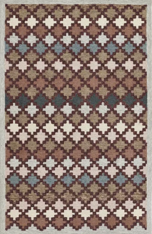 Erin Gates by Momeni Abbot Blue & Taupe Swedish Geo Wool Rug 2'3" X 8' Runner