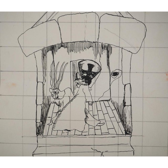 Jean-Claude Silbermann, Sneaky Signs, Chez Dieu, Original Signed Drawing For Sale - Image 4 of 6