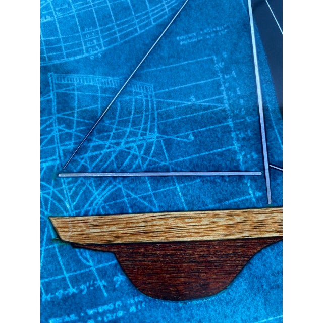 Rare Vintage Couroc of Monterey "Blueprints Under Sail Ii" Mid-Century Modern Nautical Cocktail Tray For Sale In San Francisco - Image 6 of 9