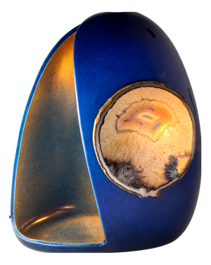 Sculptural Lamp in Ceramic and Agate Slice, 1970s