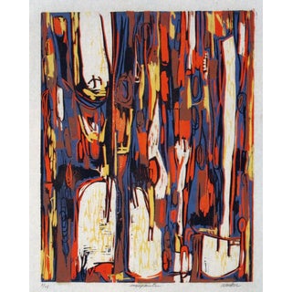 Sign Painter Multicolor Woodcut by Clay Walker For Sale