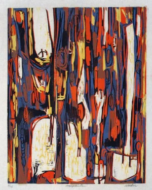 Sign Painter Multicolor Woodcut by Clay Walker