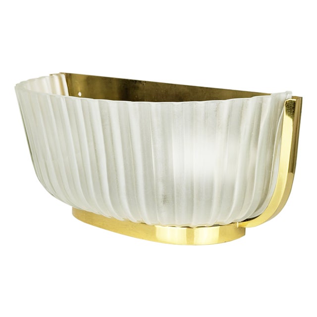 Mid-Century Italian Brass and Molded Glass Sconce For Sale