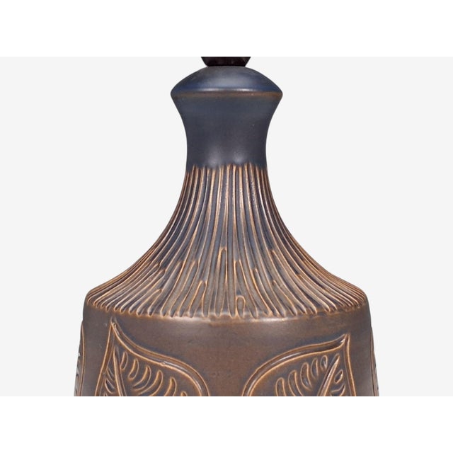 Ceramic 1960s Bromølle Keramik, Leaf Table Lamp, Brown Stoneware For Sale - Image 7 of 10