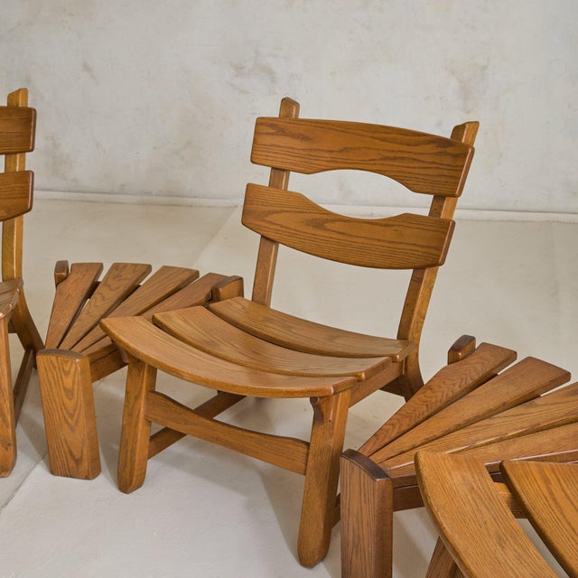 Set of Dutch Brutalist Oak Lounge Chairs + Side Tables by Dittmann & Co, 1960s For Sale - Image 10 of 11