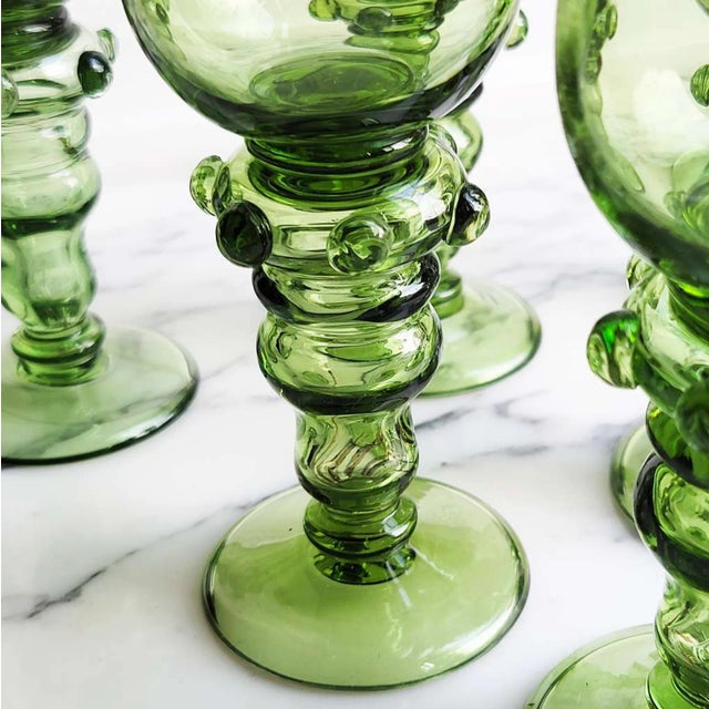 Mouth Blown Römer Wine Glasses, 1970s, Set of 6 For Sale - Image 6 of 8