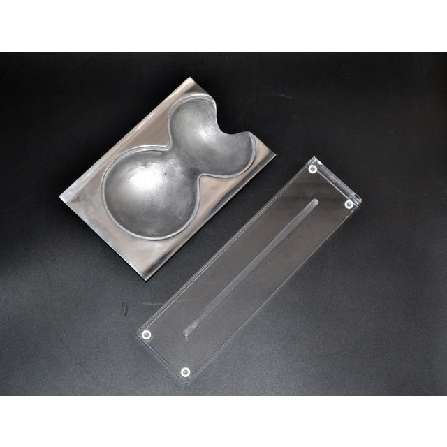 Metal Mid-Century Modern Abstract Chrome and Lucite Table Sculpture 1970 For Sale - Image 7 of 13