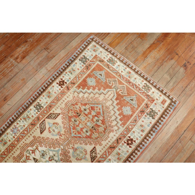 Persian Antique Zabihi Collection Persian Serab Geometric Scatter Rug For Sale - Image 3 of 6