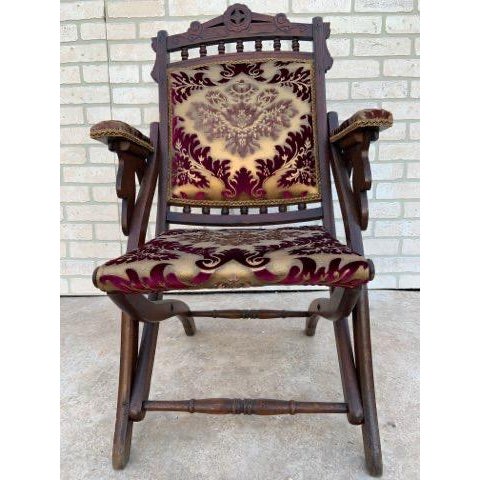 chair antique victorian folding upholstered newly chairish velvet