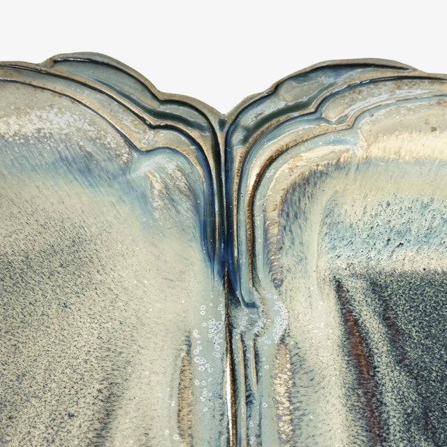 Large Vintage Postmodernist Hand Built Glazed Shell Shaped Ceramic Vessel, Signed For Sale In Philadelphia - Image 6 of 10