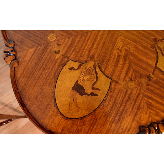 1920s Antique French Louis XV Satinwood Inlaid Pair of Side Tables / End Tables For Sale - Image 4 of 18