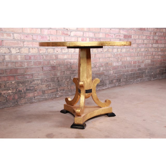 Enrique Garcel for Jimeco Gold Gilt and Ebonized Hollywood Regency Center or Occasional Table For Sale In South Bend - Image 6 of 11