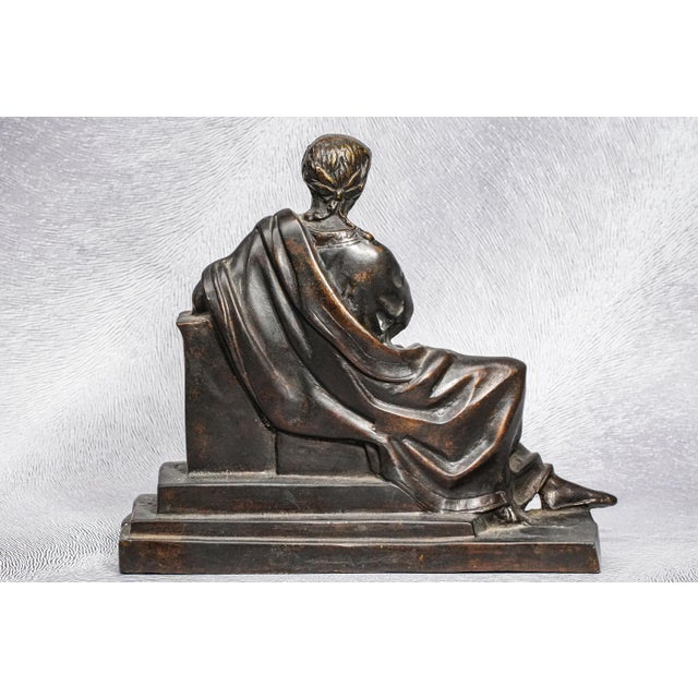 19th Century Antique Victorian Neoclassical Bronze Statue Sculpture of Philosopher Home Decor For Sale - Image 11 of 14
