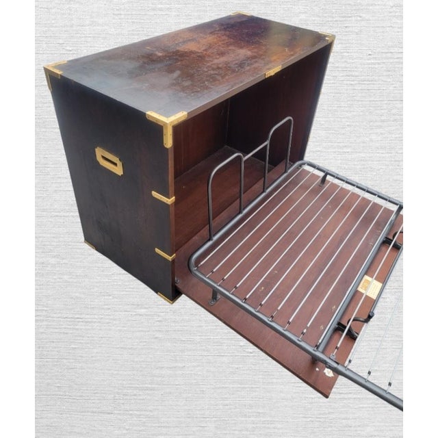 Vintage Campaign Hide Away Twin Size Murphy Bed Cabinet For Sale - Image 14 of 18