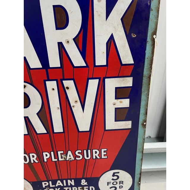 Large Park Drive Sign in Enamel, 1940s For Sale - Image 6 of 13