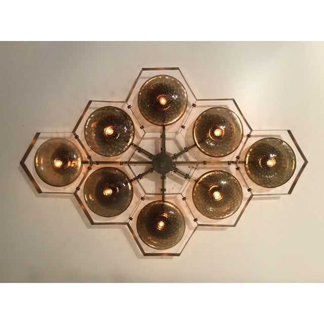 Italian 21st Century Hive Bronze Smoky Bubbles Murano Flush Mount by Fabio LTD For Sale - Image 3 of 5