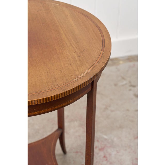Early 20th Century Edwardian Checkered Edge Inlay Lamp Table For Sale In Charleston - Image 6 of 10