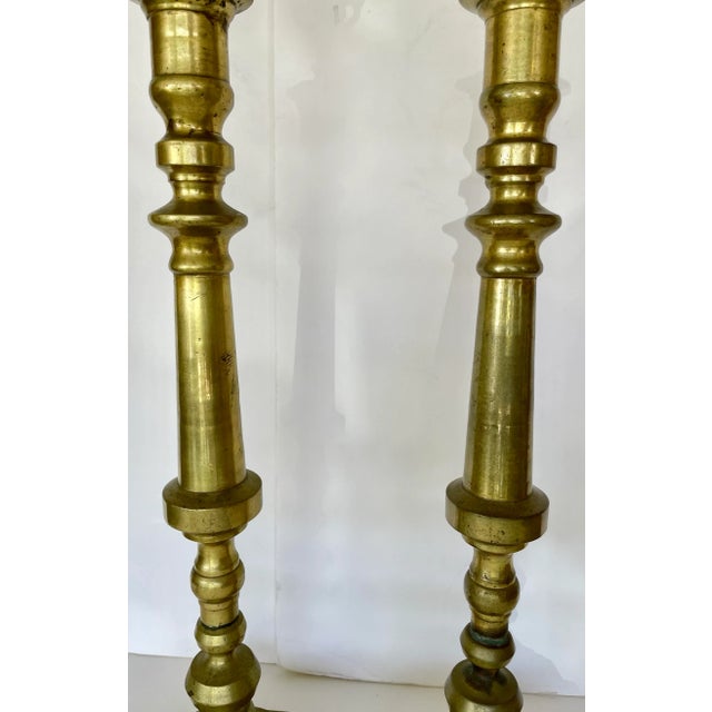 Brass Large English Traditional Brass Table Lamps From 60's For Sale - Image 8 of 10