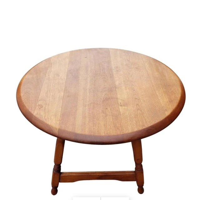 1970s Amish Hand Crafted Solid Red Oak Desert Table Side Table, Circa 1970s For Sale - Image 5 of 8