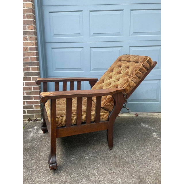Antique Late 1800s Reclining Paw Foot Morris Attributed Chair For Sale - Image 10 of 12