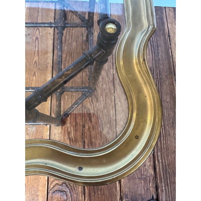 Classic Faux Bamboo Brass & Glass Tray Top Coffee Table For Sale - Image 11 of 12