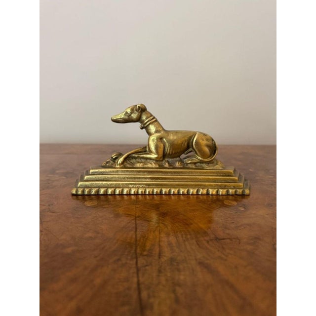 1900 - 1909 Antique Edwardian Brass Greyhound Fire Dogs, 1900, Set of 2 For Sale - Image 5 of 7
