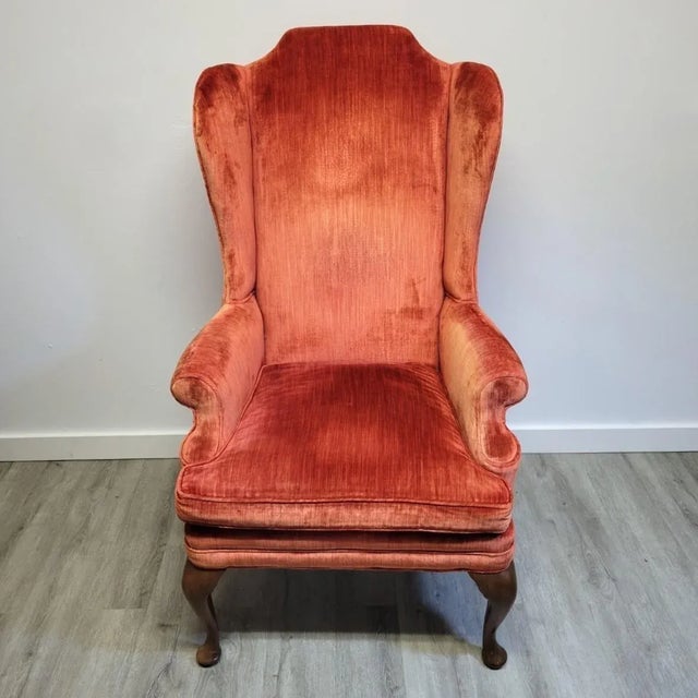 Queen Anne Queen Anne Wingback Chair by Walker For Sale - Image 3 of 8