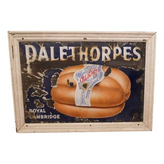 Large Enamel Pictorial Sausage Sign from Palethorps Royal Cambridge, 1910 For Sale