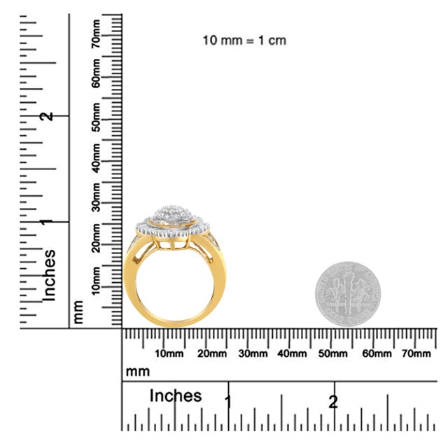10KT Yellow Gold Round and Baguette Cut Diamond Ballerina Ring (1 cttw, I-J Color, SI1-SI2 Clarity) For Sale In New York - Image 6 of 6
