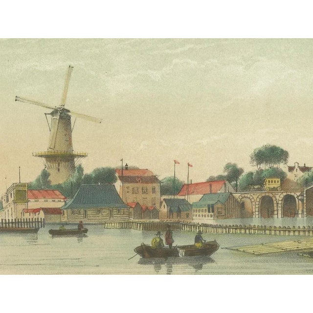 P. W. M. Trap, Amsterdam View of the Hoge Sluis and Amstel, 19th Century, Lithograph on Paper For Sale - Image 4 of 10