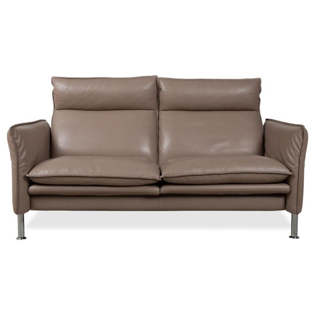 Animal Skin Brown Taupe Leather Porto Armchairs and Ottomans with Manual Function from Erpo, Set of 5 For Sale - Image 7 of 18