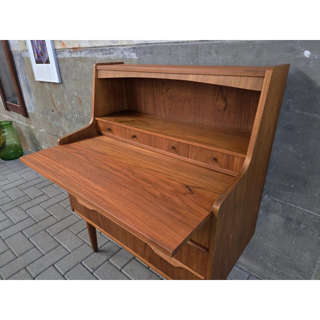 Mid-Century Danish Secretary in Teak, 1960s For Sale - Image 9 of 13