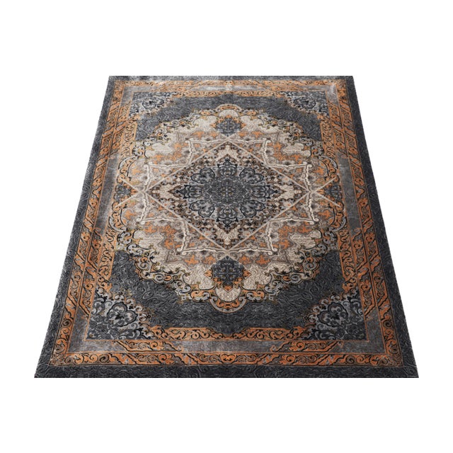 2010s Rug & Kilim’s Modern Rug in Silver, Gold, and White With Medallion “Nika” For Sale - Image 5 of 8