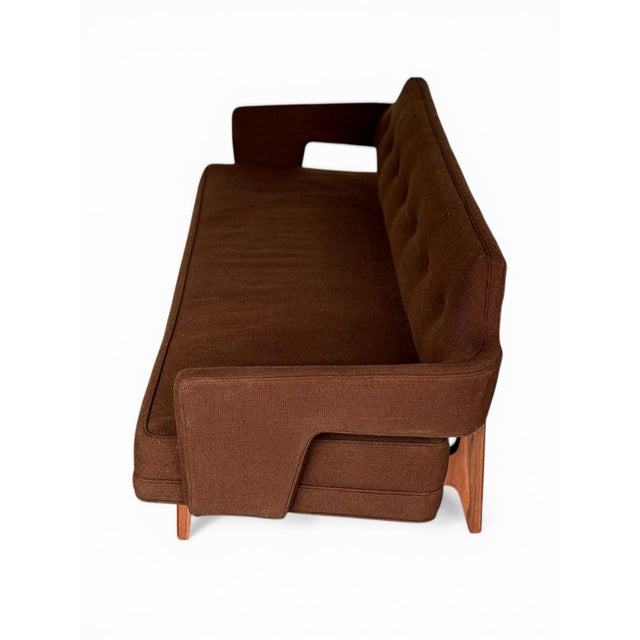 1950s Edward Wormley Sofa - Dunbar Model 486 - Walnut Bracket Back Mid Century Modern For Sale - Image 9 of 12
