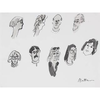 Rip Matteson Monochromatic Portrait Studies of Various People in Ink & Charcoal, 20th Century 20th Century For Sale