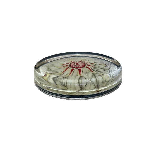 Traditional John Derian Oval Glass Vintage Floral Paper Weight For Sale - Image 3 of 4