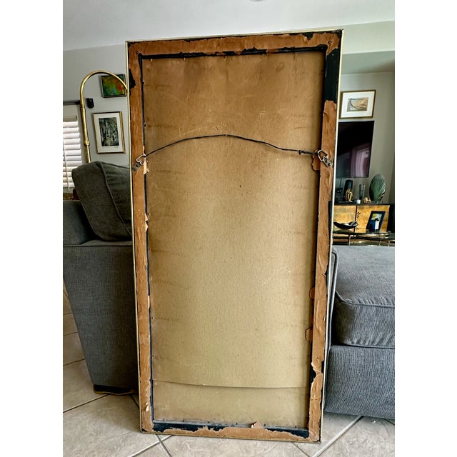 French Directoire Style Brushed Steel and Brass Wall Mirror Star Accents For Sale - Image 18 of 18